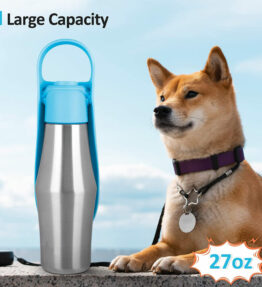 Pet Dog Water Bottle with Soft Silicone Leaf Design for Travel