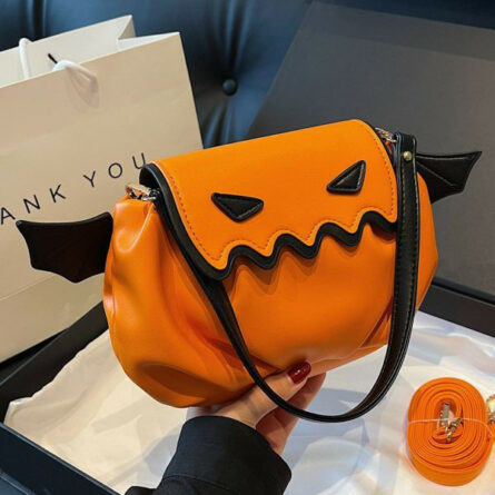 Halloween Pumpkin Cartoon Crossbody Bag with Small Wings